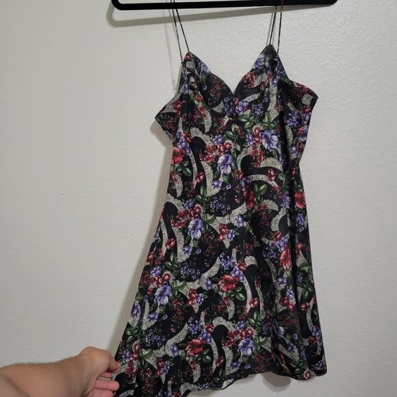 Vtg. 90s Gold Label Black Floral Victoria Secret Slip Dress Size Medium - Picture 2 of 9